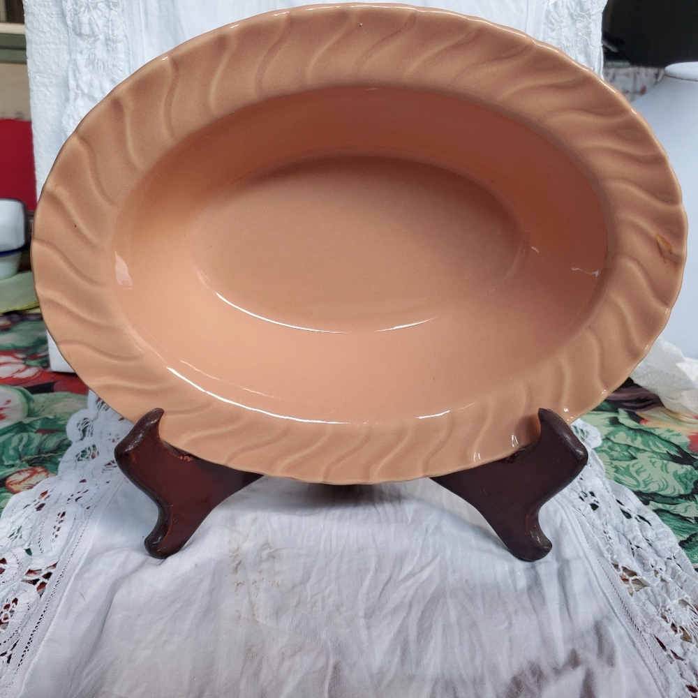 Vintage Franciscan Oval Bowl Coral